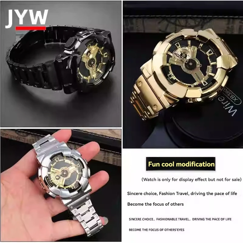 For Casio G-SHOCK Gold Black Warrior GA-110 GA-110GB/100/120/140 Solid Stainless Steel Case Strap GA110 GA120 Metal Watchband - Image 4
