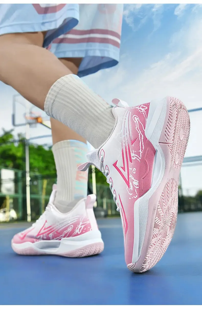 

Баскетбольная обувь для пар, Нескользящие дышащие баскетбольные тренировочные кроссовки на шнуровке, баскетбольные ботинки для мальчиков и девочек, спортивная обувь