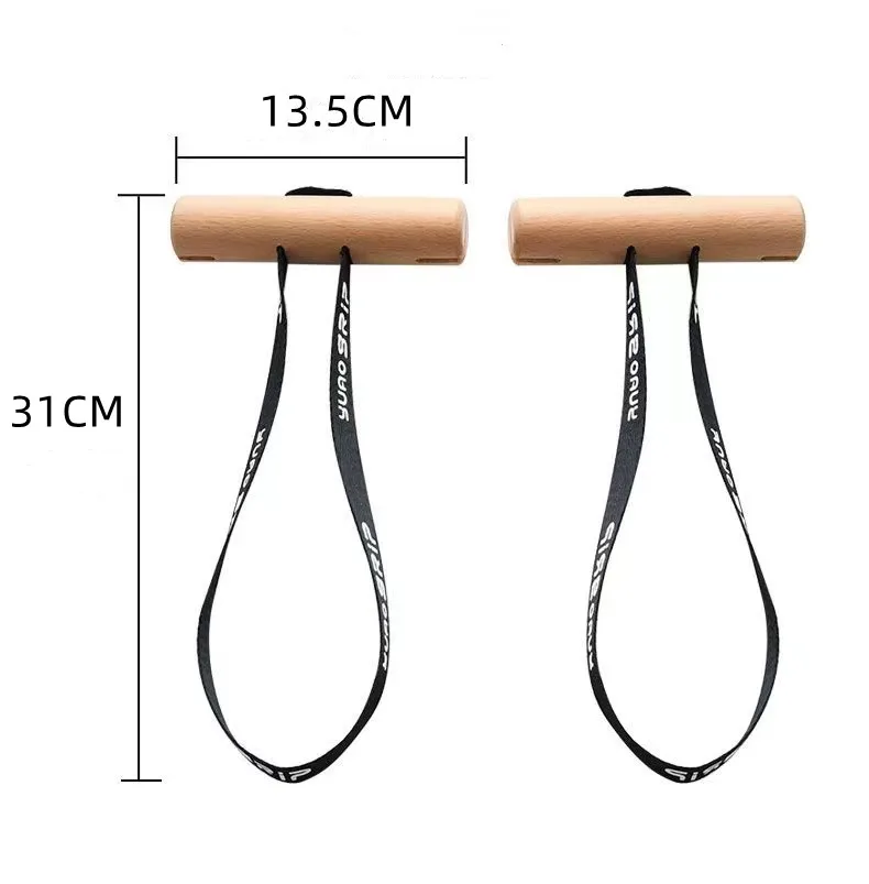 1 paio di impugnature in legno tirare verso l\'alto maniglia stacco barra di sollevamento pesi cavo macchina forza allenamento cinghia palestra