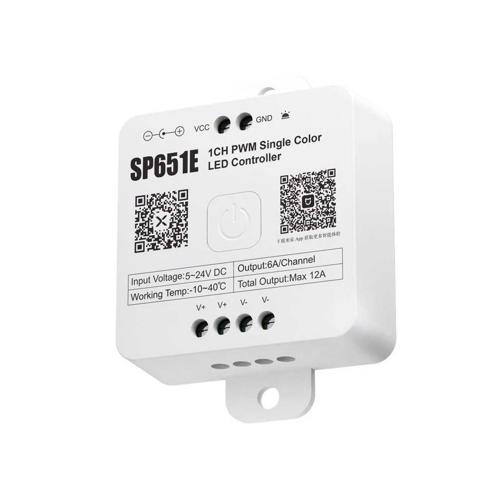 

Mi Home SP651E 1CH PWM Monochrome LED Controller Xiao Ai Intelligent Voice Dual APP Control 2.4G Remote Control DC5V, 12V, 24V