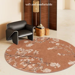 New Chinese Style Round Carpet Thickened Study Anti-slip Mat Light Luxury Carpets for Living Room Home Bedroom Decor Retro Rug