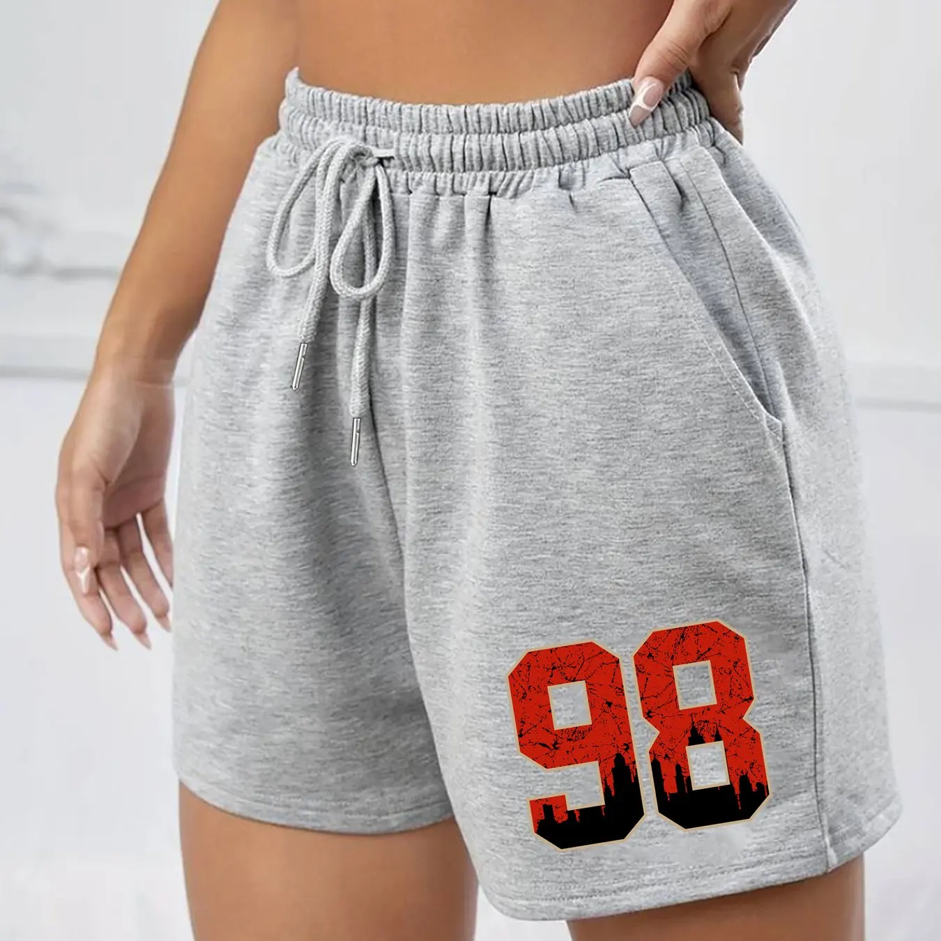 

Retro 98 Design Printed Shorts Summer Casual Versatile American Trendy Outerwear Pants Summer Beach Pants