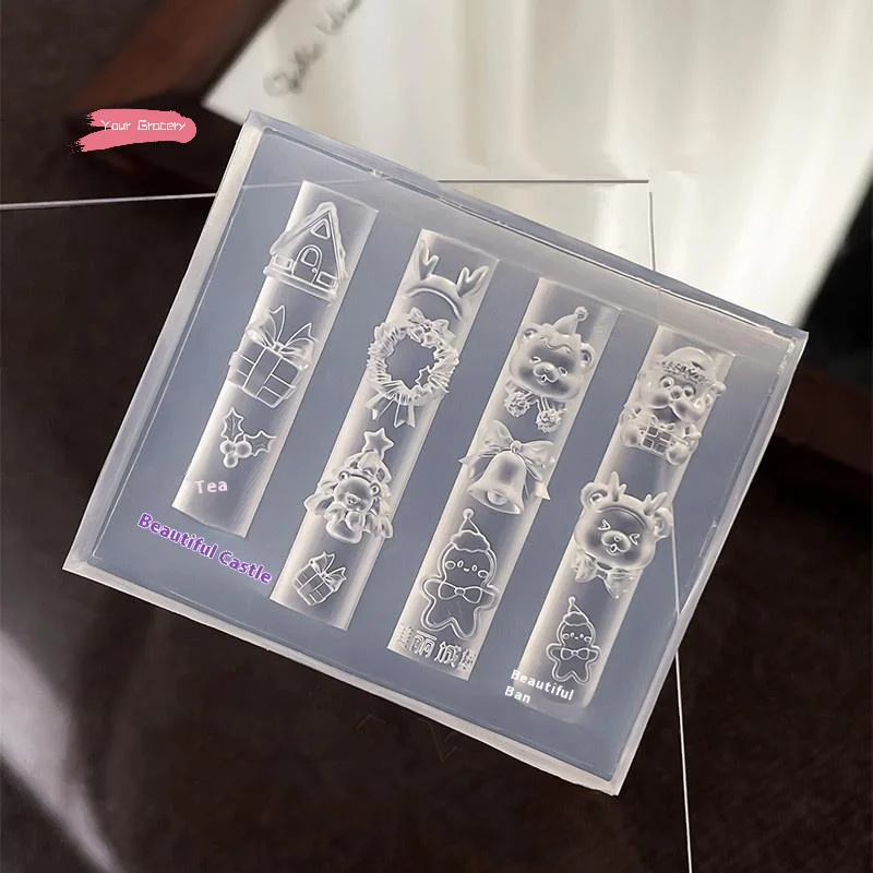 1 個のシリコーン 3D ネイルアートモールドクリスマステーマ雪だるまクリスマスツリーサンタクロース DIY デザインマニキュアチャームネイルデコレーション用