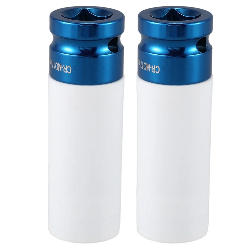 

ABOK-2X Alloy Wheel 1/2 Inch Drive 17Mm Set Thin Wall Deep Impact Nut Socket Blue