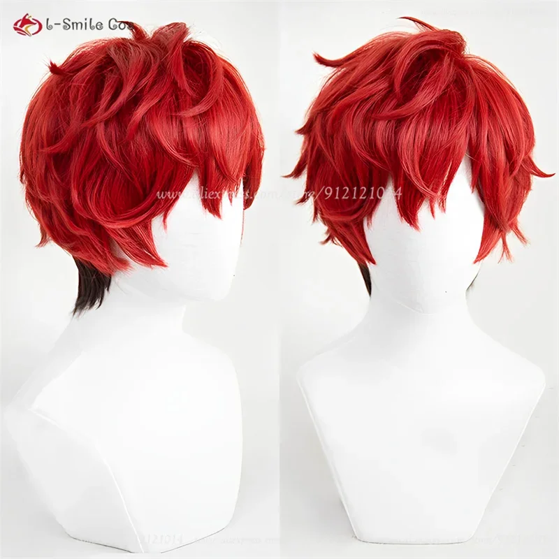 Game  ES Amagi Hiiro Cosplay Wig Short Red Wigs Heat Resistant Synthetic Hair Halloween Party Anime Wigs + Wig Cap