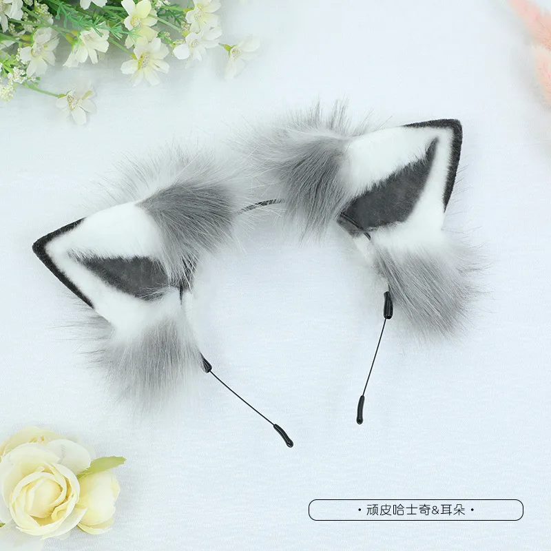 Kawaii Dog Ears Headband Husky Dog Ears Headdress Faux Fur Fox Ear Headband Cosplay Accessories JK Girl Cosplay Hairpin Headwear