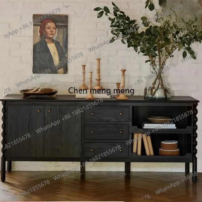 

French retro style solid wood TV cabinet, living room home storage locker, American style, high style