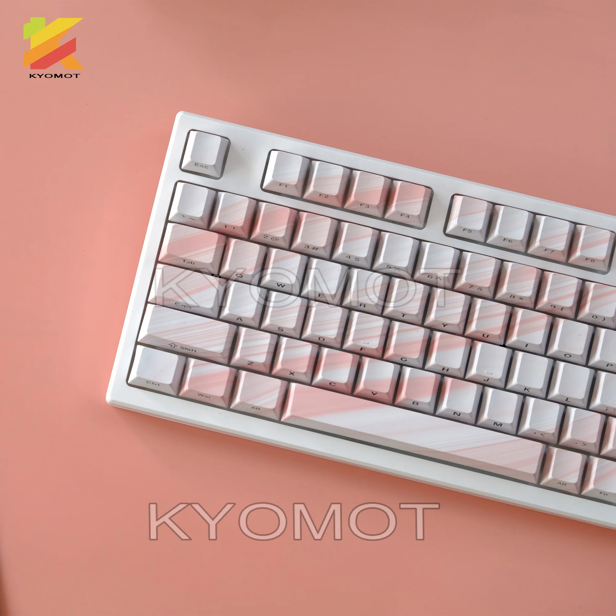 135 مفتاحًا متدرجًا من الحرير الوردي من خلال أغطية المفاتيح الجانبية المطبوعة PBT أغطية مفاتيح مزدوجة النار ملف تعريف الكرز لمفاتيح MX لوحات مفاتيح الألعاب #3