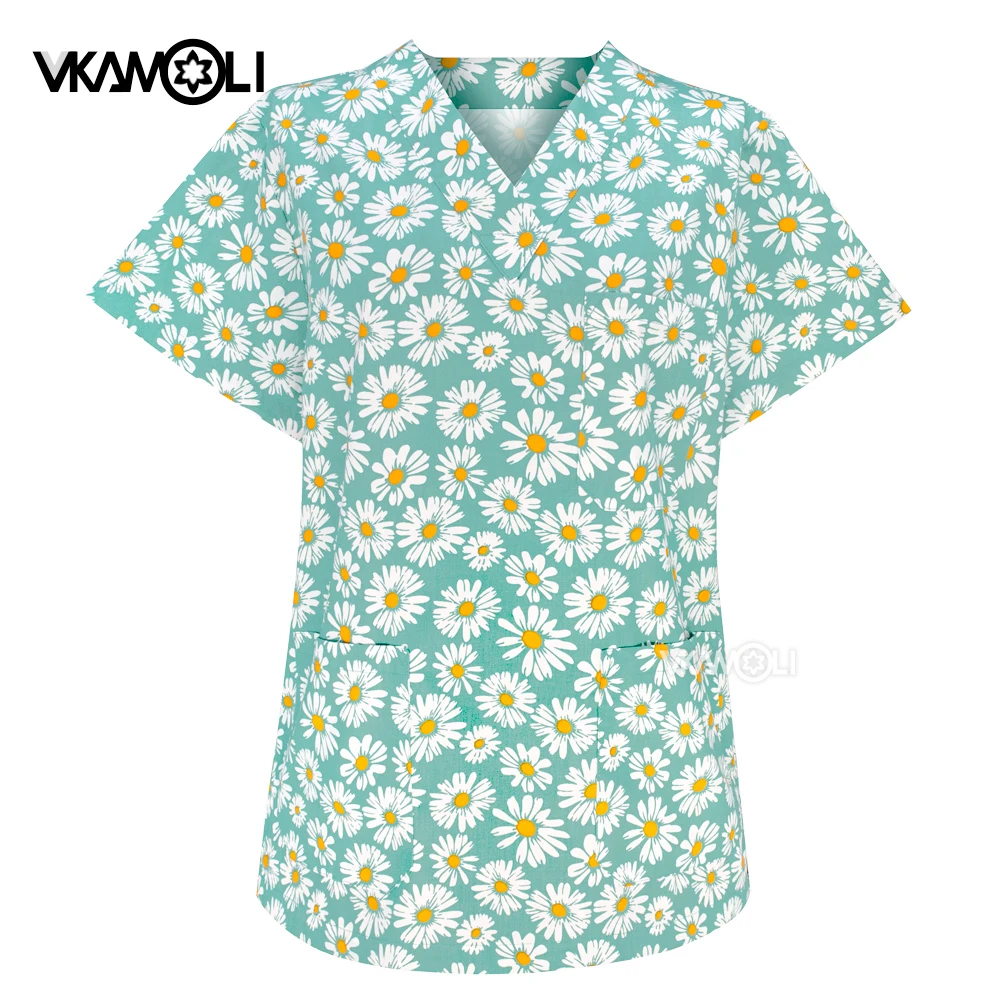 scrub top donna e uomo veterinario infermieristico medici scrub camicia clinica per animali multi-tasca cura delle signore uniformi mediche da lavoro