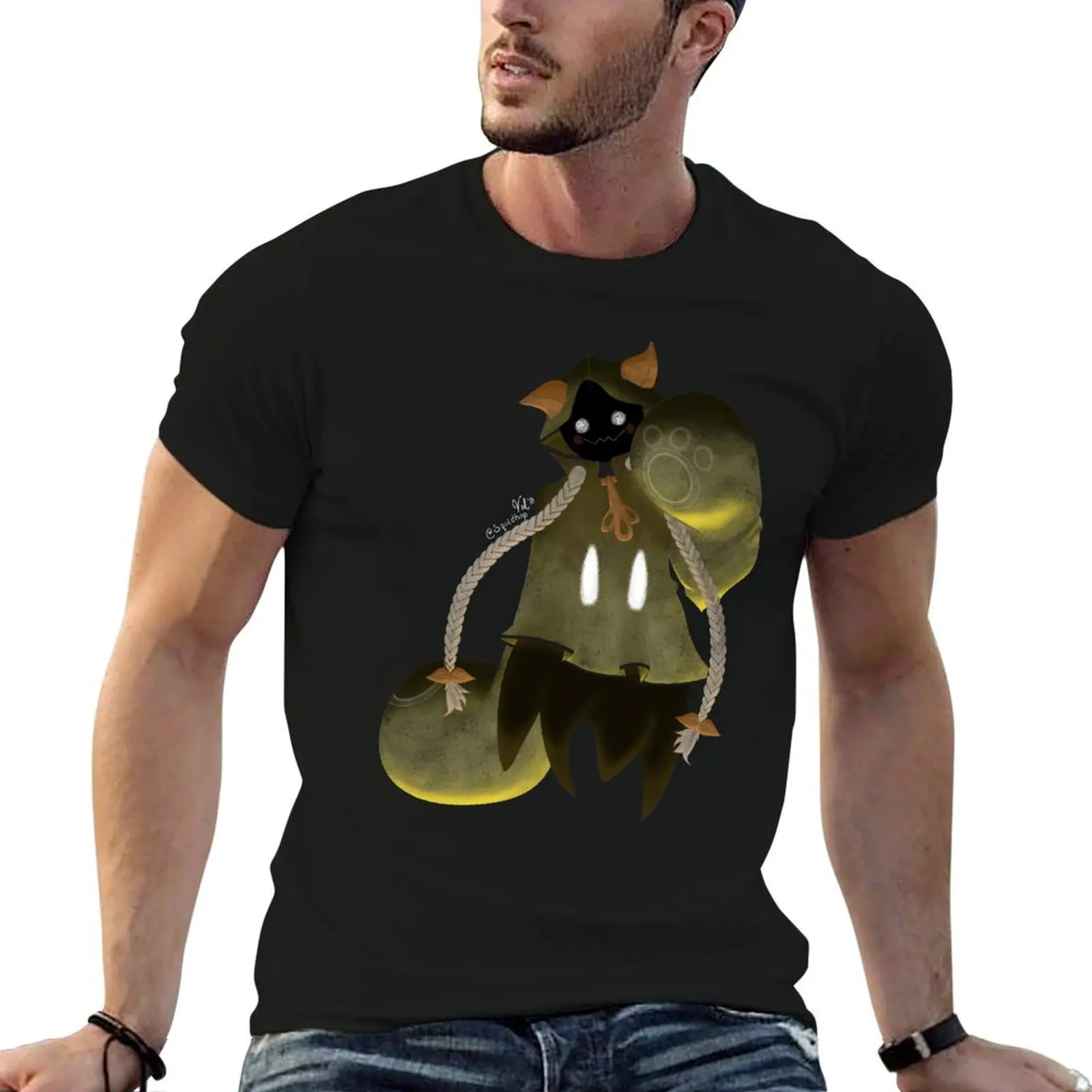Ghostly Lucky Cat T-Shirt t shirts for man pack cotton man t shirts for men casual t shirt men 100% cotton luxury brand T-shirt