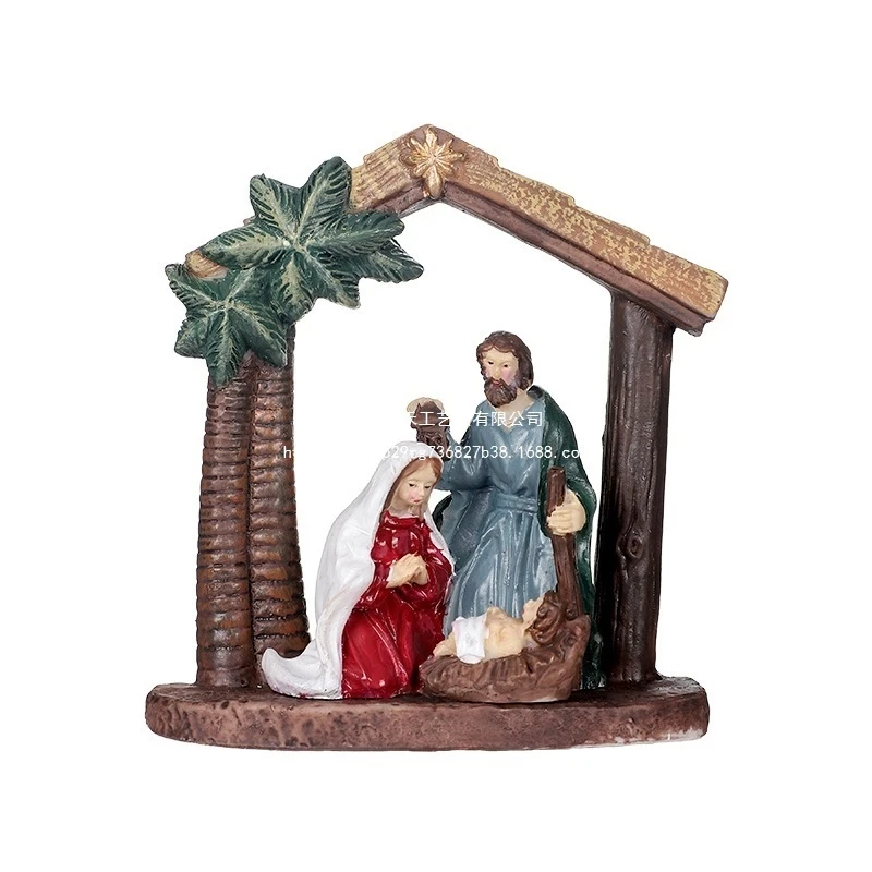 Resin Christmas Tree Ornament Figurine Hand Painted Cute Home Indoor Table Centerpiece For Party Festive Gift For Women Kids