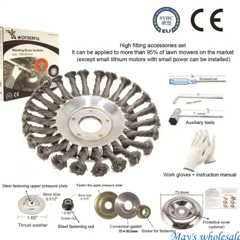 Rotary Weed Steel Wire Brush Untuk Penghapusan Gulma, 6 8 Kepala Pemangkas Pemotong 448A