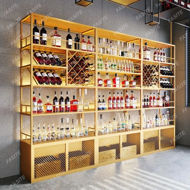 Estante de vino de estilo Industrial Vintage hecho a medida, gabinete de vino de Metal de hierro forjado, gabinete de exhibición