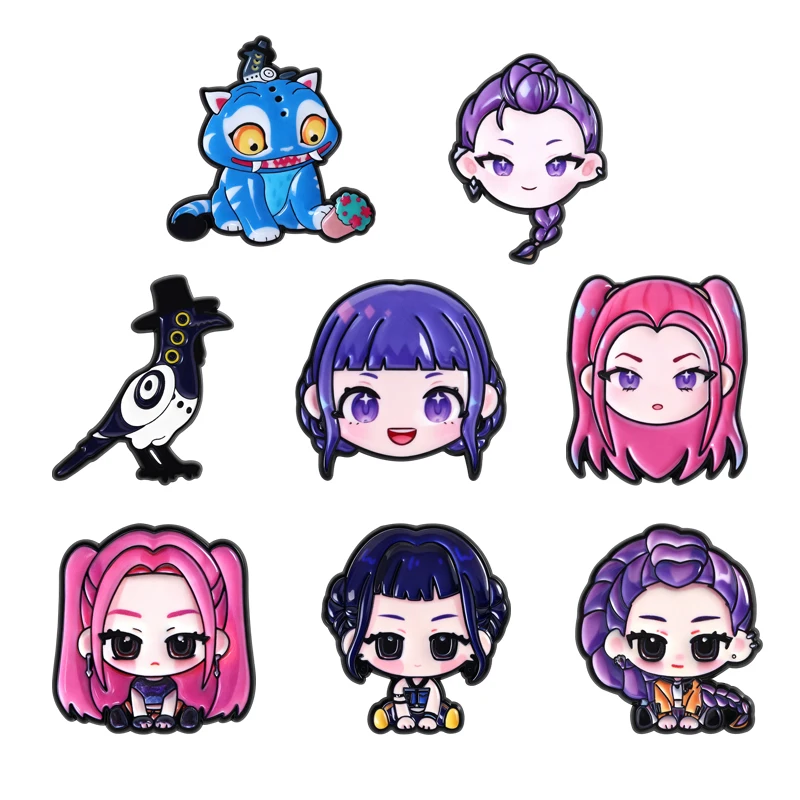 

KPop Demon Hunters Anime Movie Brooch Enamel Pins Cute Music Girl Rumi Zoey Mira Brooches Lapel Badge Jewelry Souvenirs for Fans
