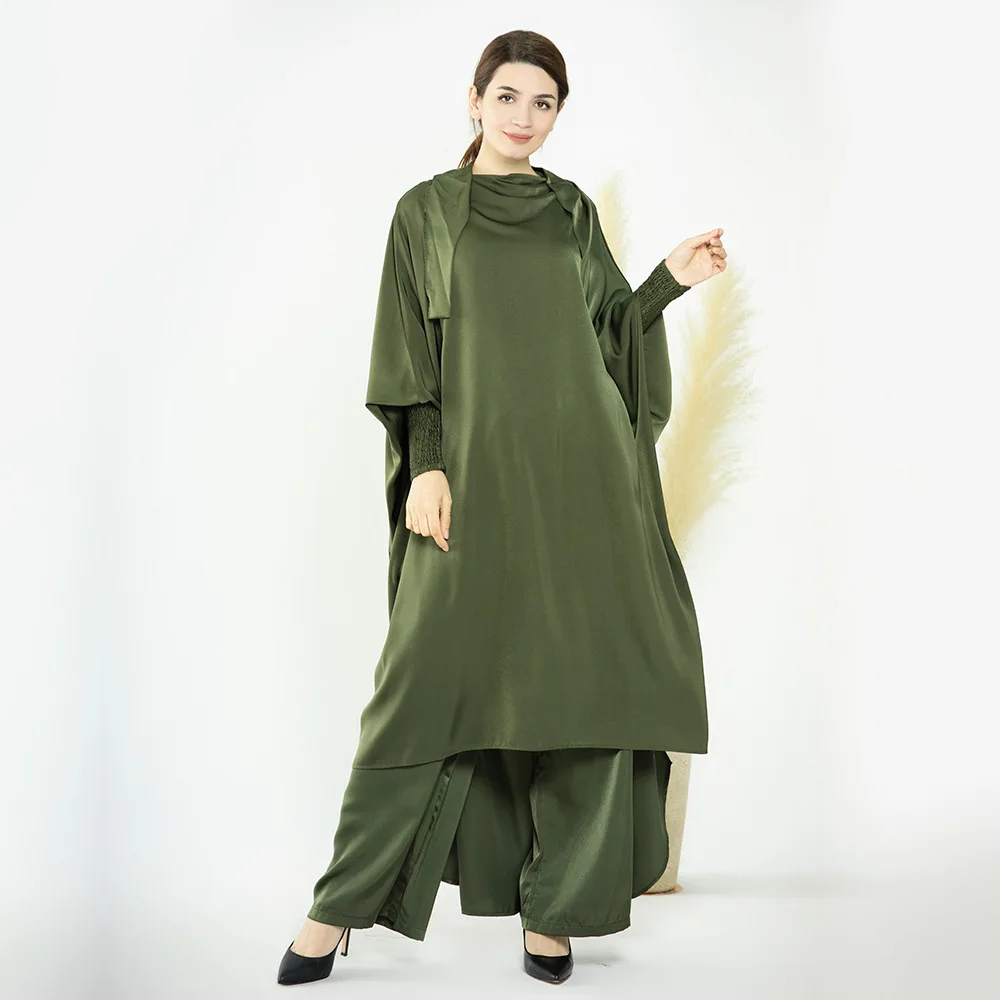 Imagem -04 - Vestido Kaftan Hijab para Mulheres Muçulmanas Vestuário de Oração Abaya Long Khimar Vestido Eid Ramadan com Capuz Calças Roupas Islam Niqab Peças