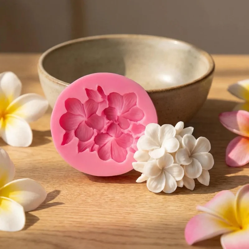 1 Silikonform mit Plumeria-Blütenmotiv, Formen für Duftkerzen, Gipsform, Epoxidharzform, leicht zu reinigende DIY-Formen, kann verwendet werden