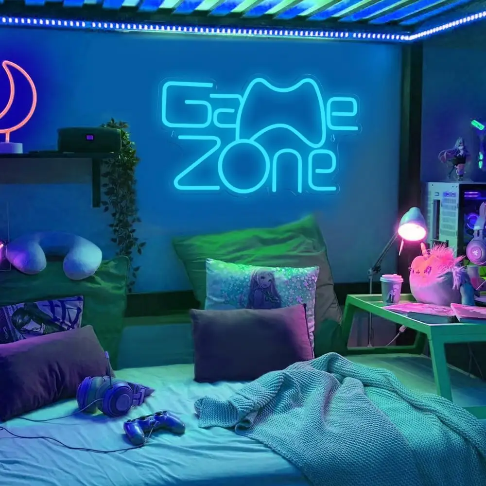Game Zone Neon Schild, Gamer Neonlicht für Game Room Decor, Gaming Neon Licht Schilder Geschenk für Teenager Jungen Zimmer Dekor mit USB-betrieben