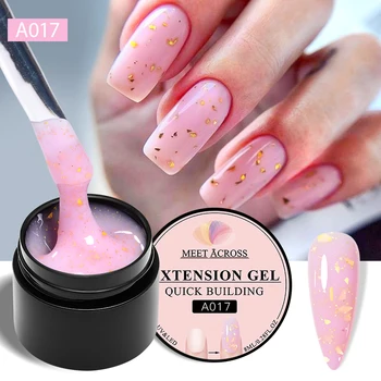 MEET ACROSS 8ml Lamine d'oro Smalto per unghie gel a estensione rapida Rosa Nudo Arancione Glitter Dito Prolungare Nail Art Unghie in gel duro UV