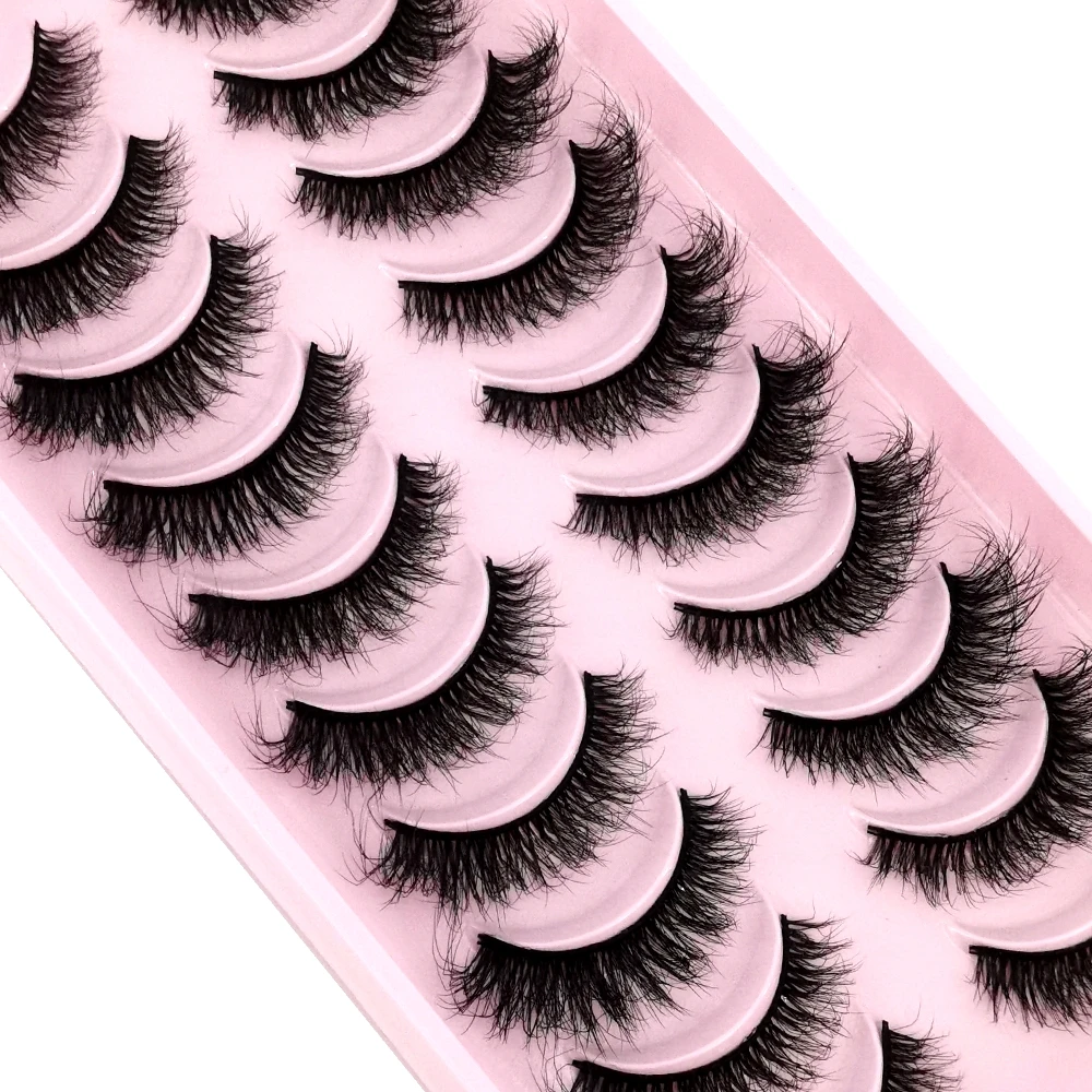 HBZGTLAD 10 أزواج من الرموش الصناعية ثلاثية الأبعاد ذات الحجم الدراماتيكي لوصلات الرموش ذات المظهر الطبيعي والمكياج