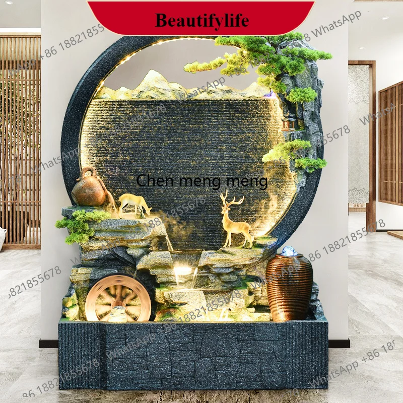 

G153 New Chinese-style water curtain wall fountain ornament running water screen circulating water rockery large decorative cour