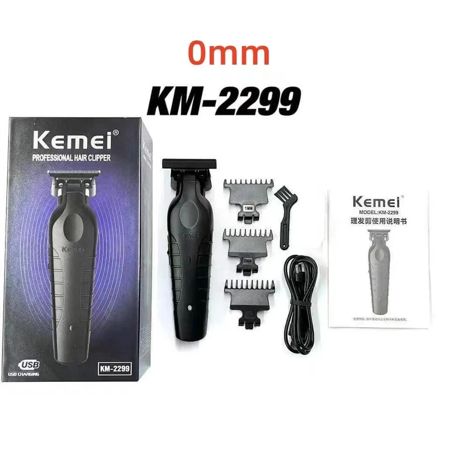 Kemei 2299 Berber Akülü Saç Düzeltici 0mm Sıfır Boşluklu Oyma Clipper Detaylandırıcı Profesyonel Elektrikli Kaplama Kesme Makinesi