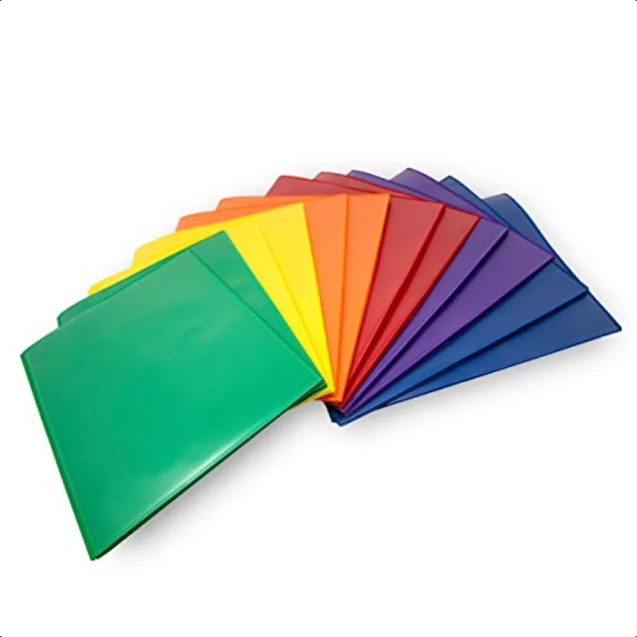 

2Pocket Folders with 3Prong Fastener and Clear Outside PocketAssorted Pack