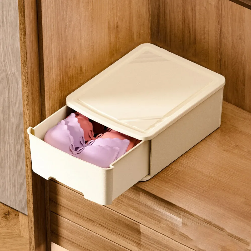 

Plastic Underwear Storage Box Solid Color Large Capacity Socks Storage Box Stackable Drawer Type Drawer Wardrobe Partition