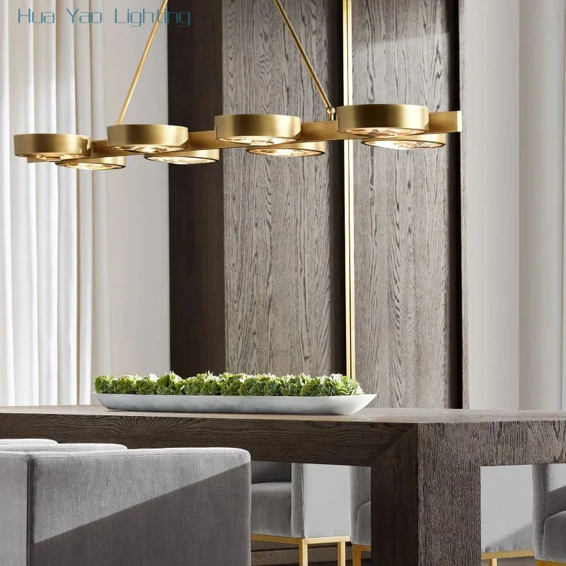 Post-modern luxury restaurant chandelier creative living room copper lamp simple design hotel villa crystal lighting