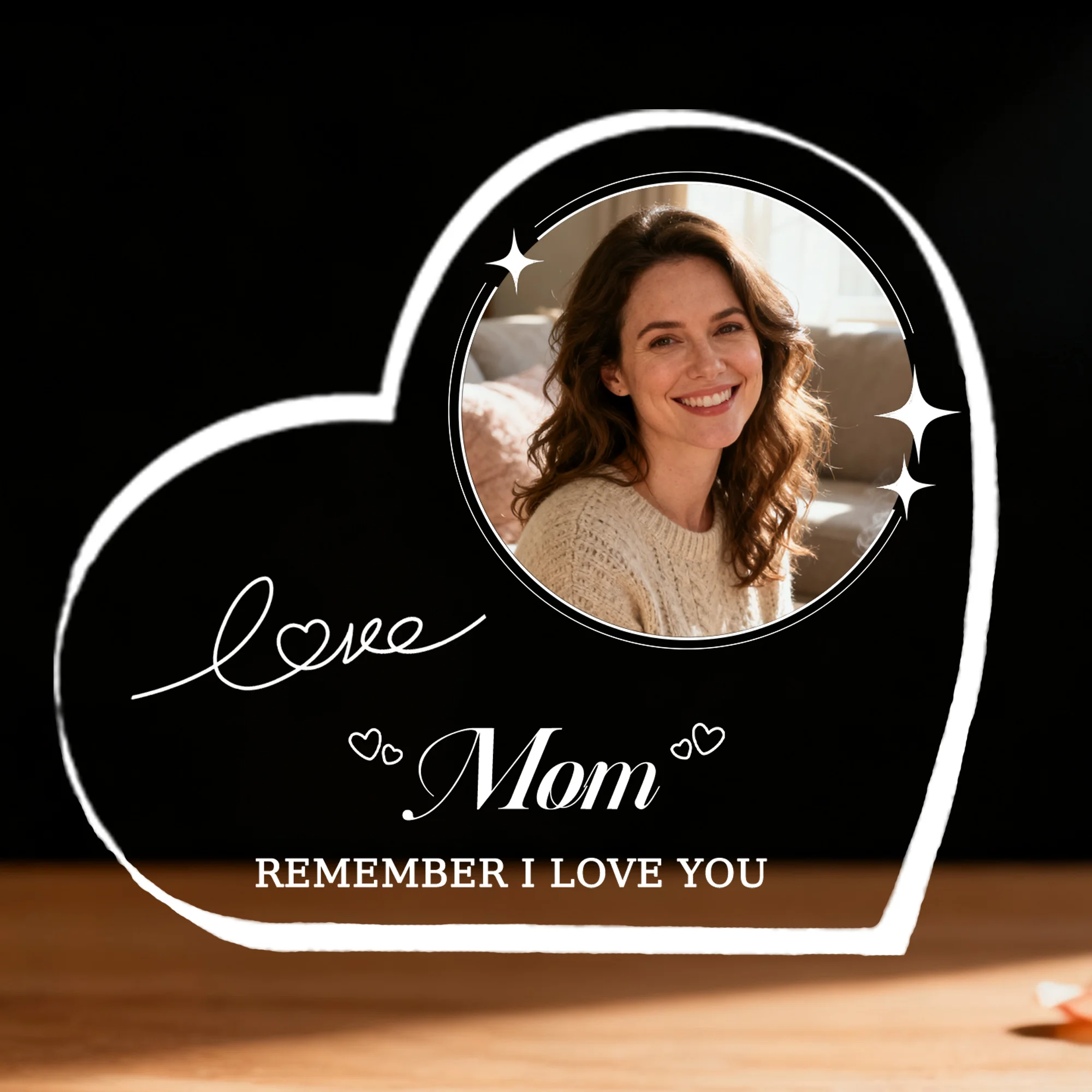 

Custom Photo Acrylic Plaque，Personalized Gift for Grandma，Heart Shape Mother's Day Gift for Nana Birthday Christmas Present