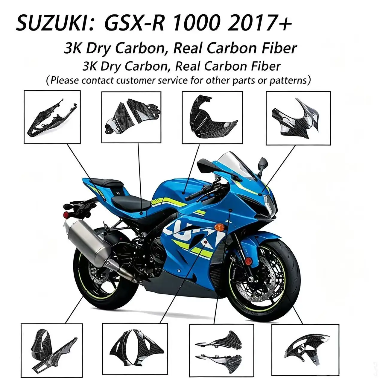 

Applicable for motorcycle accessory Suzuki GSXR 1000 (2017 - 2026) for modifying carbon fiber exterior parts - front fender
