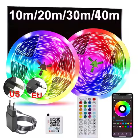 24V Rgb Led Strip Light Color For Kitchen 5M 20M 15 10 30 Meter High Brightness Self-Adhesive Led Tape Bed Cable Room Lighting