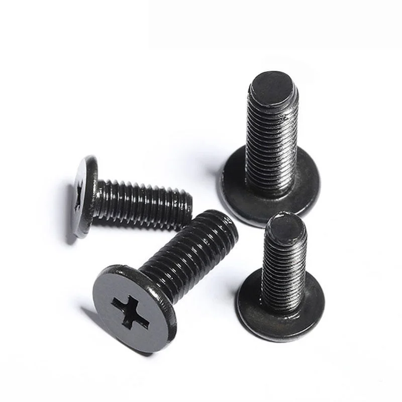 10PCS 50PCS 100PCS M2.5 Black Carbon Stainless Steel Cross Ultra Thin Flat Wafer Head Phillips Screw Bolt Laptop Accessory