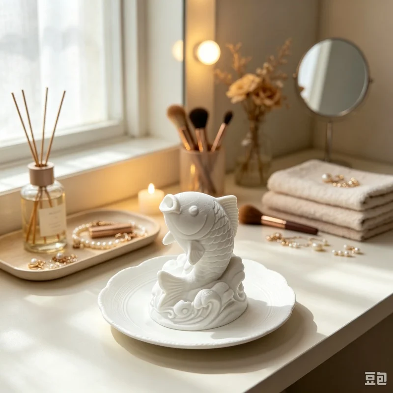 3D Printed Leaping Koi Incense Holder, Wave Base Carp Statue, Plastic Fish Desktop Incense Stand Decor