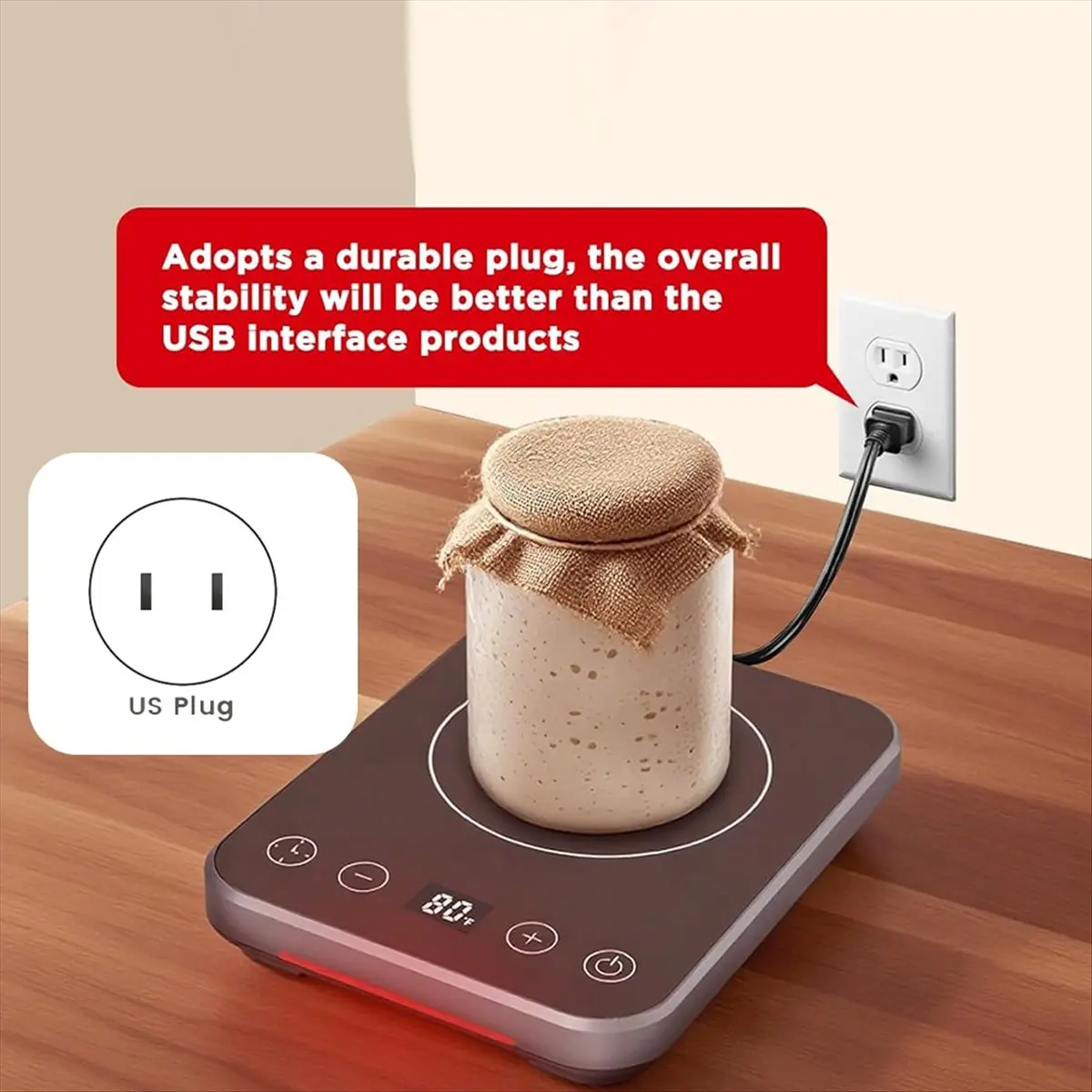 DT2023 TO Sourdough Warmer, Sourdough Warming Mat with 70-100°F Precise Thermostat, 12H Timer with Memory Function US Plug