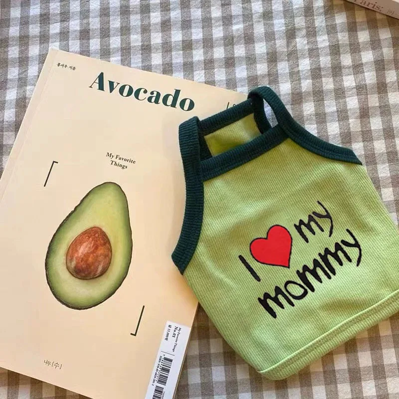 

Schnauzer Letter Print Sling Cute Avocado Dog Clothes Teddy Summer Casual T-Shirt Bichon Frise Fashion Tank Top