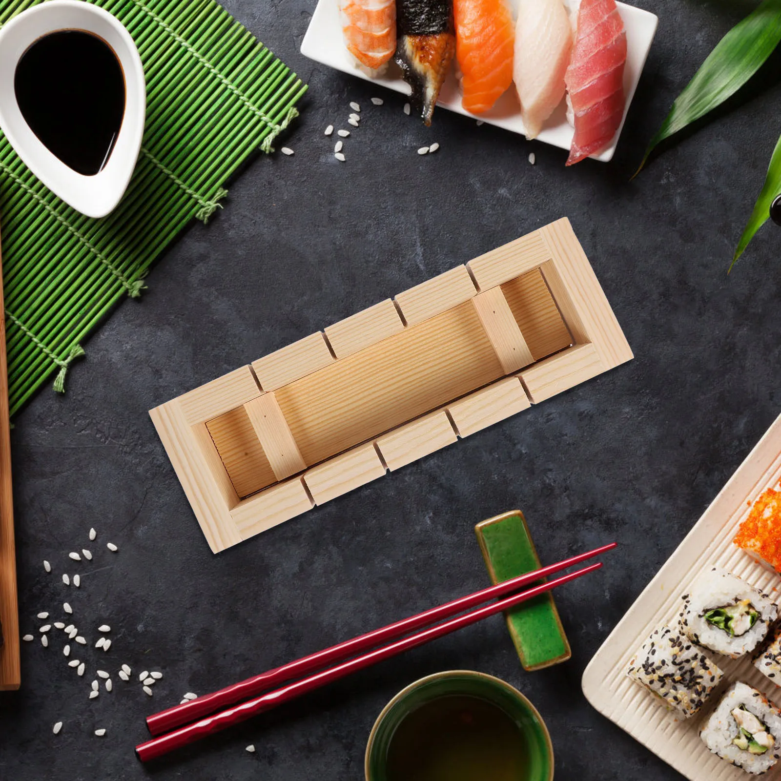 Molde para Sushi, prensa Rectangular de madera para hacer Sushi, Kit de rollos de arroz, bricolaje, pastel de caramelo, galletas, herramienta Oshizushi de estilo japonés