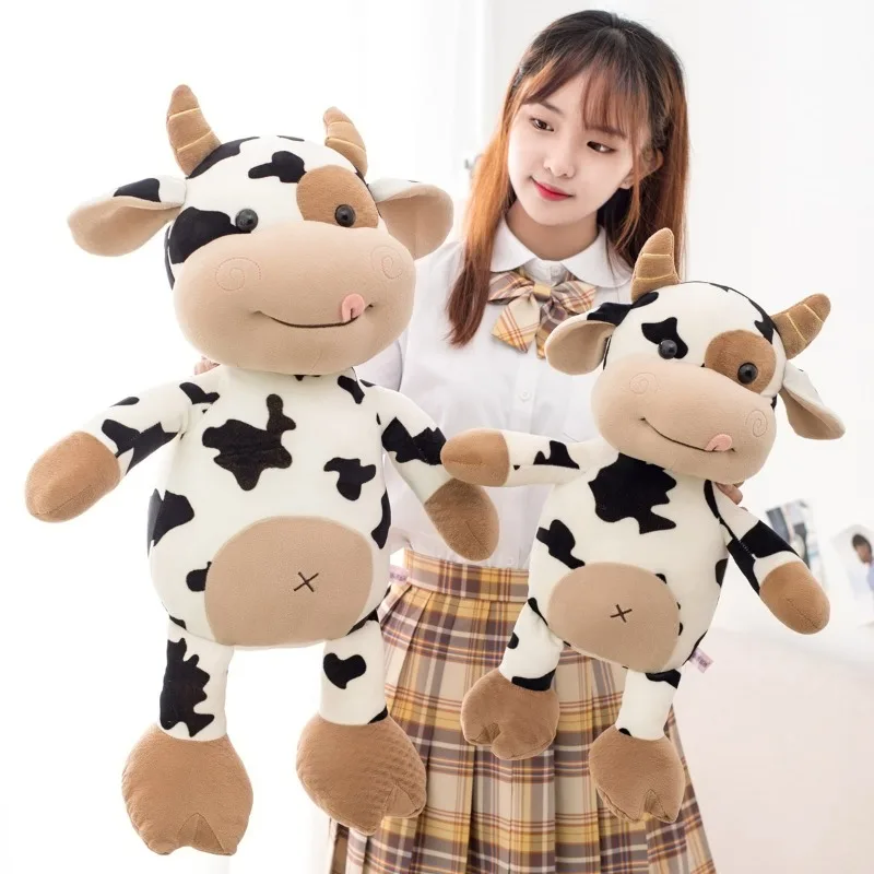 Cute Cattle Plush Toy Soft Cow Doll Lovey Baby Cow Nap Filling Pillow Friends Birthday Wedding Gift Nice Home Decor Sleeping Pad