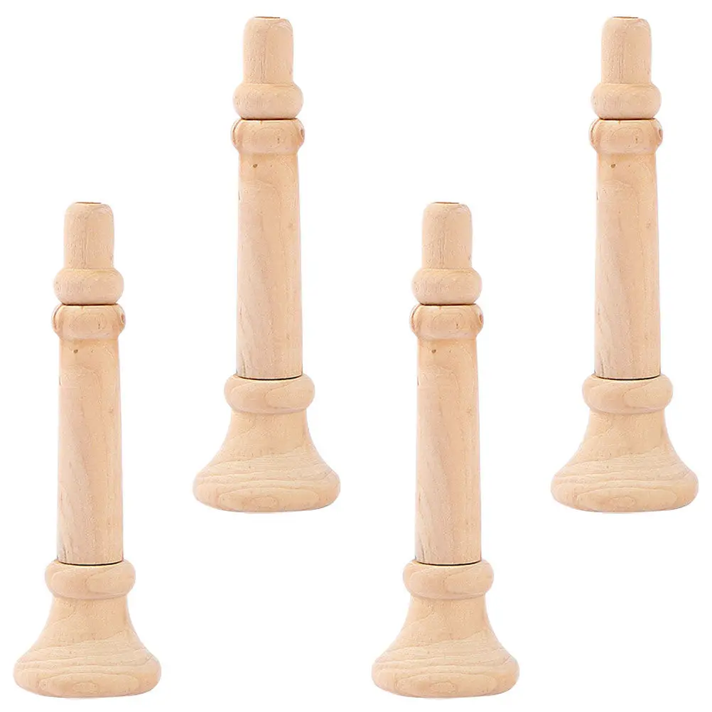 

Набор из 4 экологичных музыкальных рожек из твердой древесины для росписи, граффити и декора своими руками