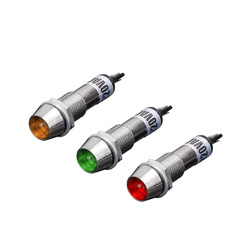 

XD8-1 Small Power Supply Work Signal Light LED Indicator Red/Green/Yellow 12V 24V 220V Opening 8mm Metal Shell