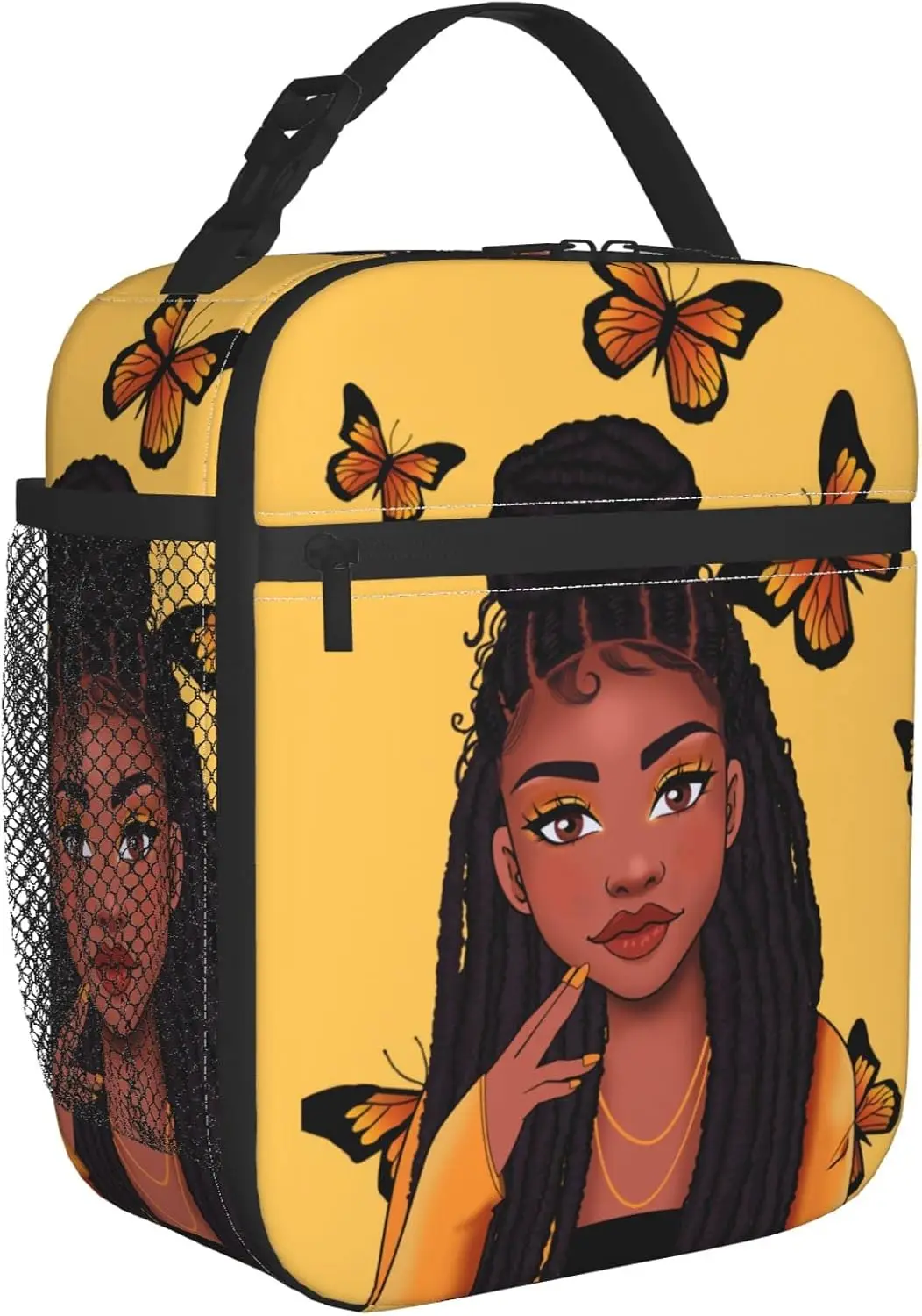 African American Lunch Bag Black Girl Toddler Lunch Box Kids Small Cooler Bag for Teen Girls Teacher Women Work Middle School