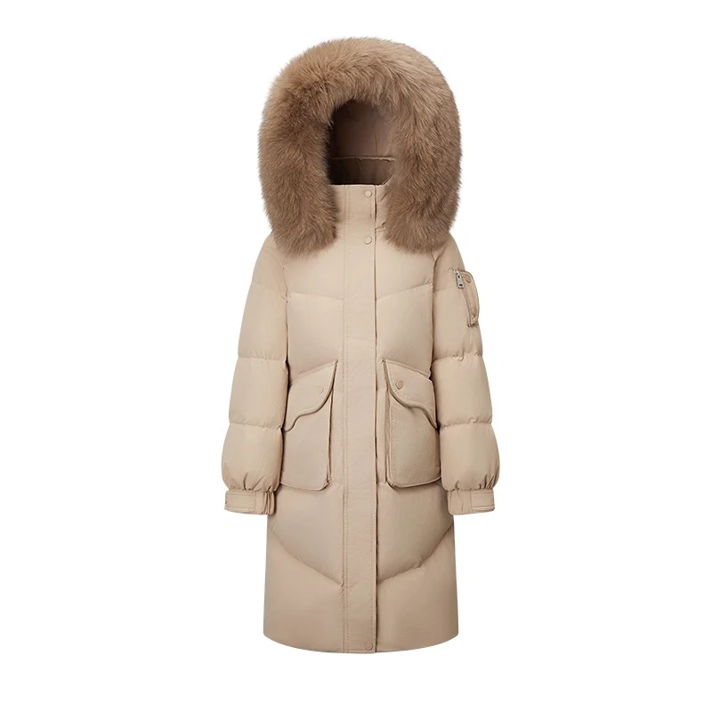 Piumino invernale da donna lungo Chericom 2025 Nuova collezione Collo in pelliccia Piumini con cappuccio Manica lunga Abbigliamento femminile Y309209Y