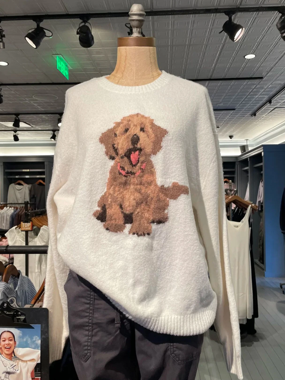 

Puppy Jacquard Knitted Sweater Woman Autumn O-Neck Long Sleeve Jumper Top Female Preppy Style Sweet Cute Pullover Y2k Tops