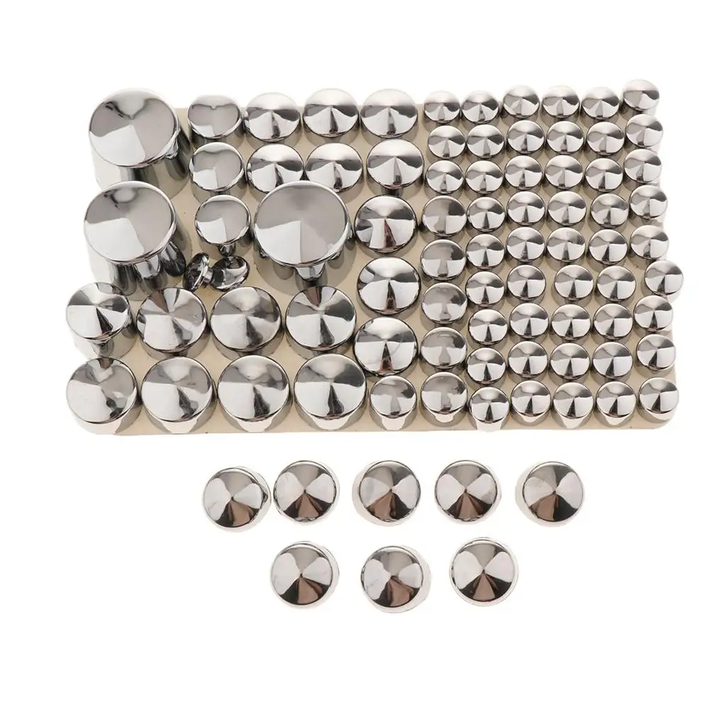 87pcs Motorcycle Chrome Bolt Caps Round Toppers Cover Kit for Harley Softail Twin Cam Maintenance and Decor