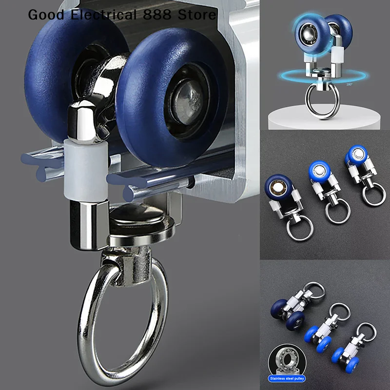 4pcs Curtain Track Roller Curtain Pulley Hook Up Metal Silent Roller Blind Ceiling Curtain Slide Rail Track Pulley Home Hardware