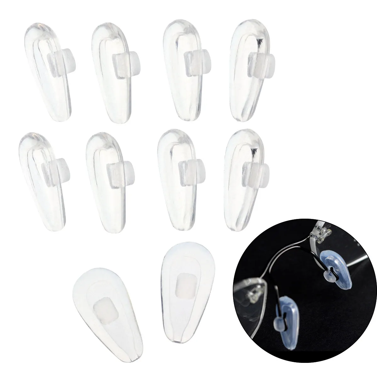10Pairs Air Cushion Silicone Eyeglass Nose Pads Anti Slip Soft Flexible Nose Support for Glasses Frames Comfort Non Yellowing