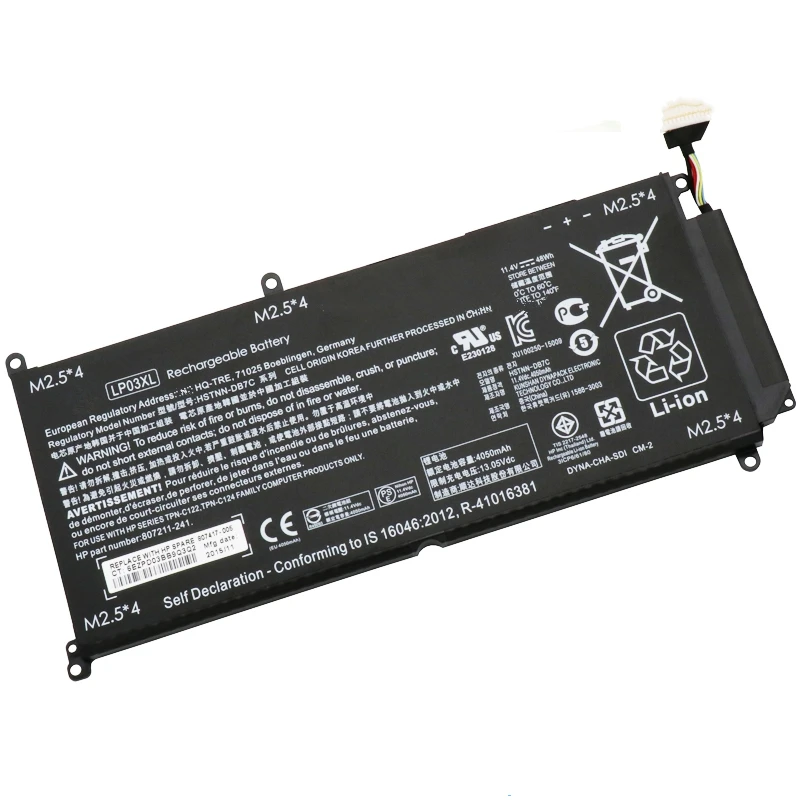 Hp envy 15 15-ae020tx TPN-C124 TPN-C122 807417-005 807211-121 HSTNN-DB6 HSTNN-DB7C用のcsbd新しいlp03xlバッテリー