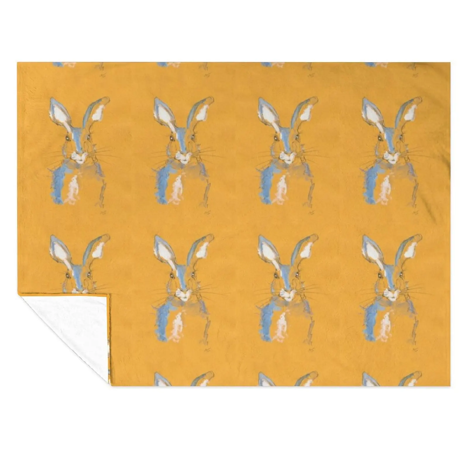 

Mustard Blue Summer Hare Throw Blanket christmas decoration Hairys blankets and throws Blankets