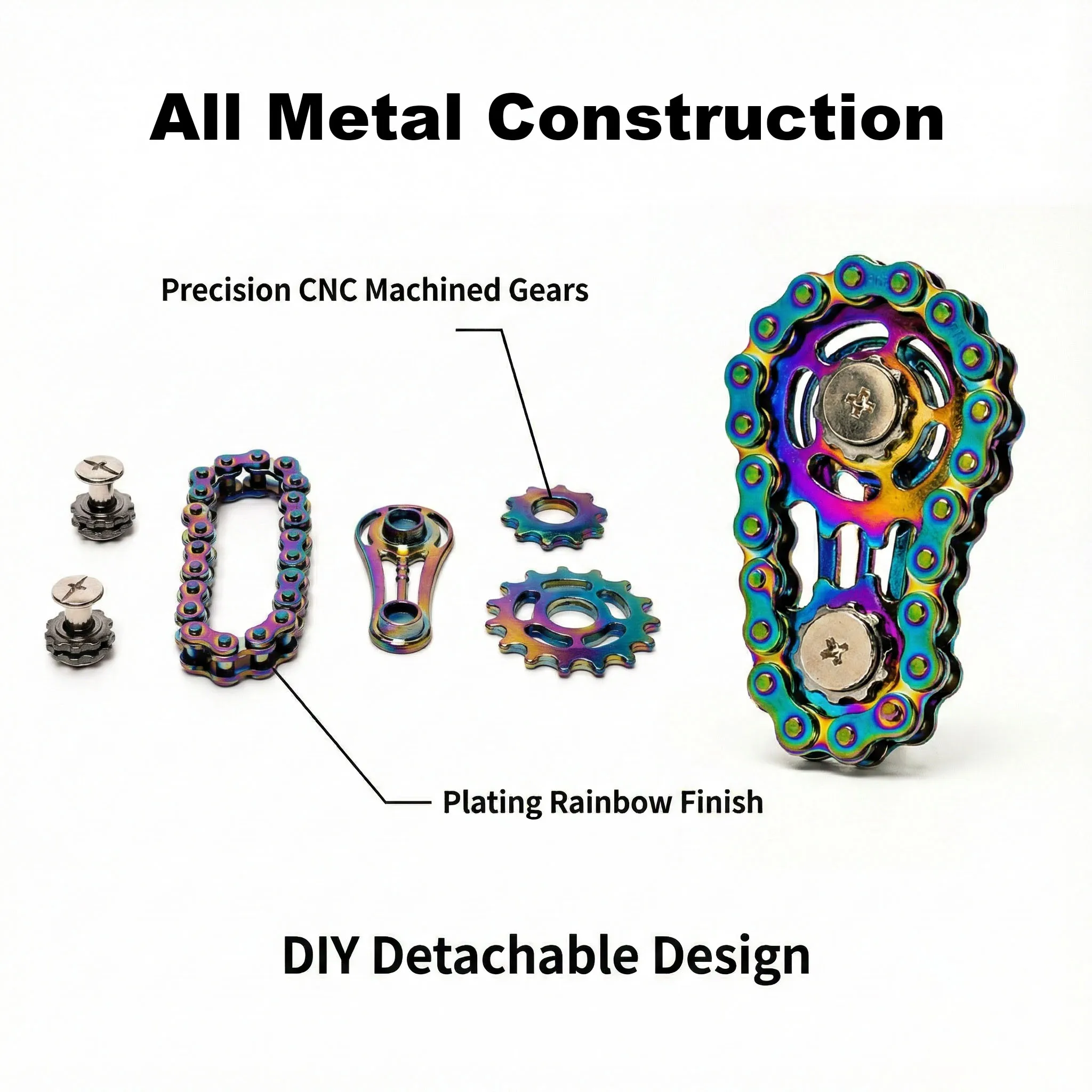 

Велосипедный цепной спиннер, бесшумная игрушка-антистресс из нержавеющей стали с ЧПУ для взрослых, средство для снятия стресса в офисе и инструмент для концентрации внимания