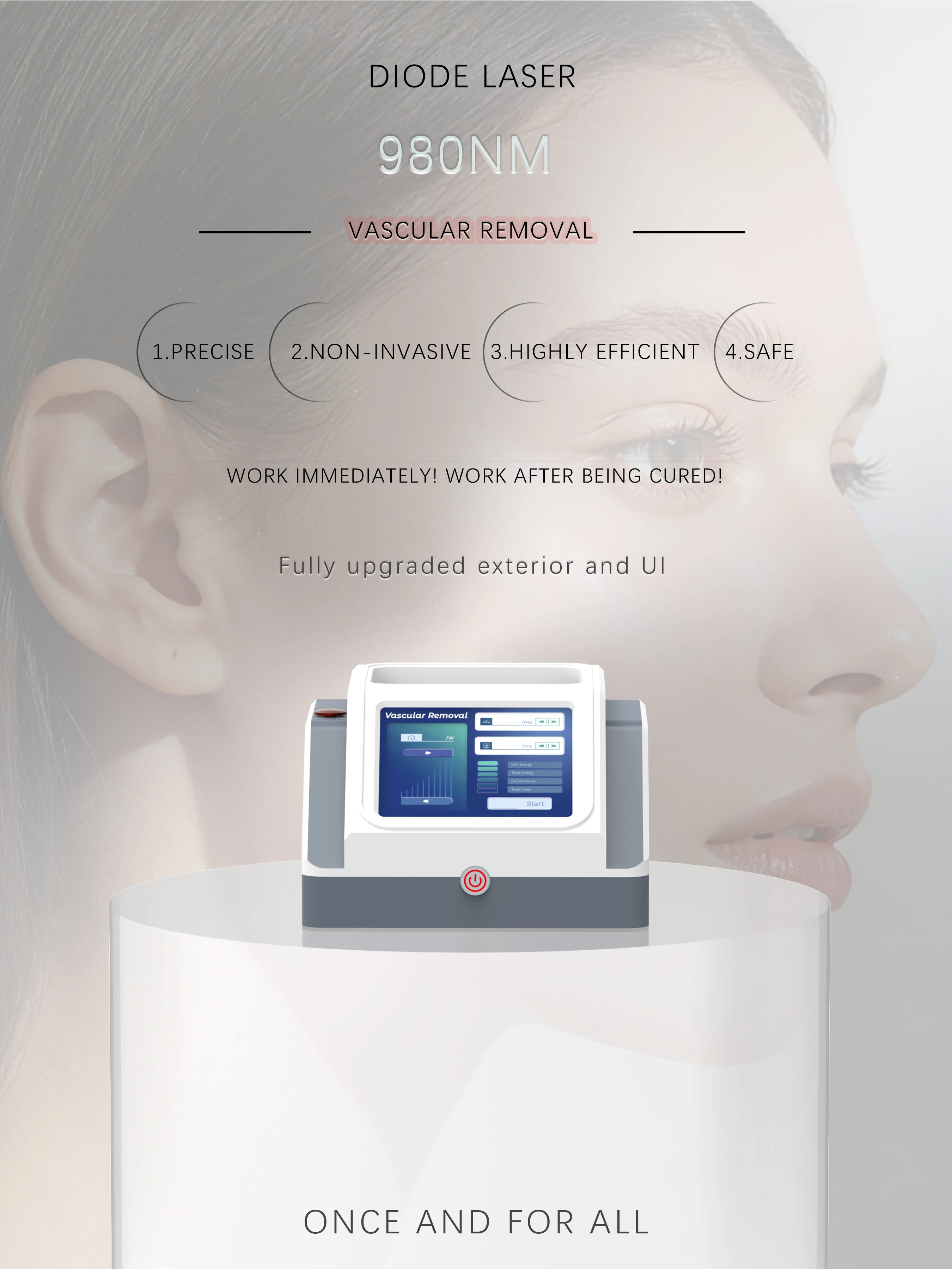 

Аппарат для удаления сосудистых звездочек с диодным лазером 980 нм, 30 Вт, высокомощный, устраняет сосудистые звездочки.