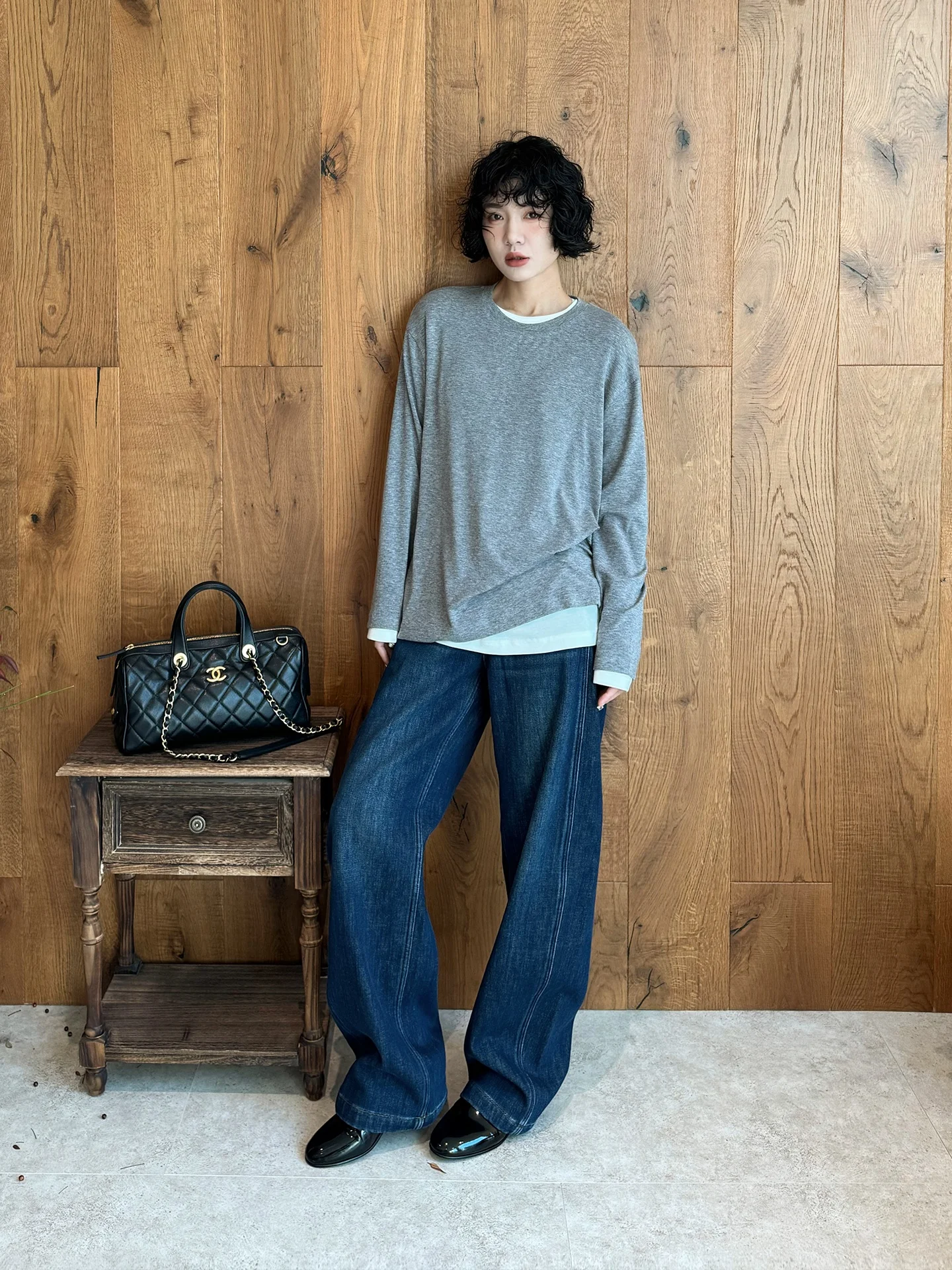 

Свободная женская футболка Buue Qingyun Wool Blend Long Sve, корейский базовый слой на осень-зиму